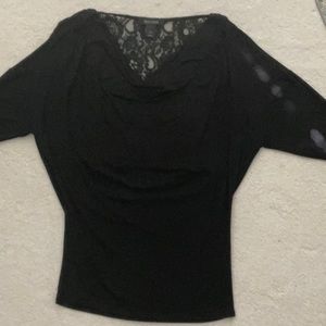 Lace embellished tunic top, draping in the front and the back.